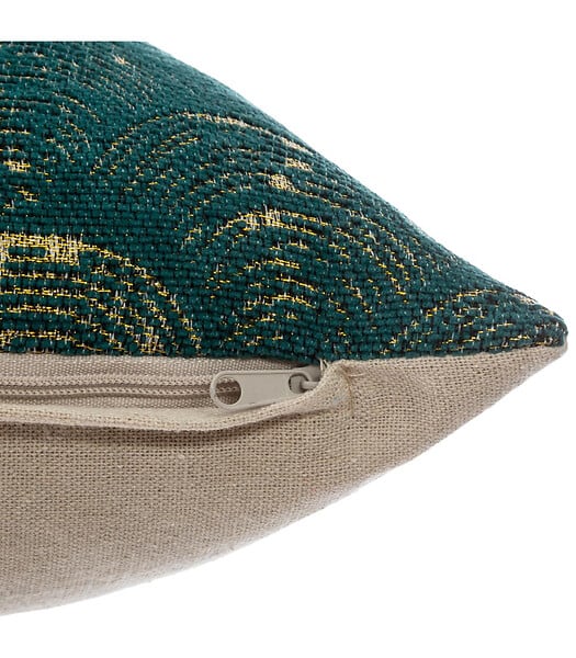 ATMOSPHERA - Housse de Coussin chenille Art déco Vert 40 x 40 cm - large