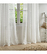 ATMOSPHERA - Voilage à œillets Blanc motif petits pompons 140 x 240 cm - vignette