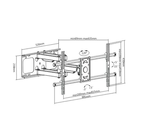 MBG - support mural inclinable/orientable pour ecran de 32  à  90 - h3290-6a - large