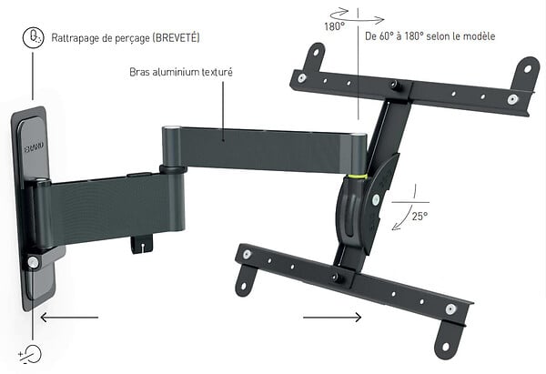 ERARD - support mural inclinable/orientable pour ecran 30 à  55 - 048240 - large