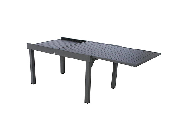 HESPERIDE - Ensemble repas rectangulaire extensible alu Graphite + 10 fauteuils Piazza - Hespéride - large