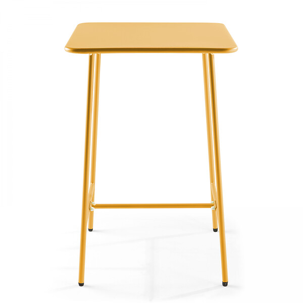 OVIALA - Table haute de jardin carrée en acier jaune - Palavas - large