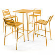 OVIALA - Table haute de jardin carrée en acier jaune - Palavas - vignette