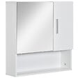 KLEANKIN - Armoire murale miroir de salle de bain - 2 portes, étagères, niche - dim. 54L x 15,2l x 55,3H cm - MDF blanc - vignette