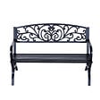 OUTSUNNY - Banc de jardin 3 places dim. 127 x 60 x 85 cm max 250 Kg acier fonte noir - vignette