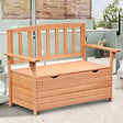 OUTSUNNY - Banc coffre de jardin 2 places dim. 112L x 58l x 84H cm - dossier à lattes - charge max. 280 Kg - bois sapin pré-huilé - vignette