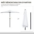 OUTSUNNY - Demi parasol - parasol de balcon - ouverture fermeture manivelle - acier polyester haute densité blanc - vignette