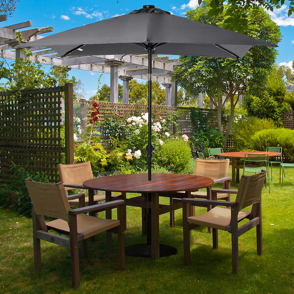 OUTSUNNY - Parasol lumineux rectangulaire inclinable dim. 2,68L x 2,05l x 2,48H m parasol LED solaire métal polyester haute densité gris - large