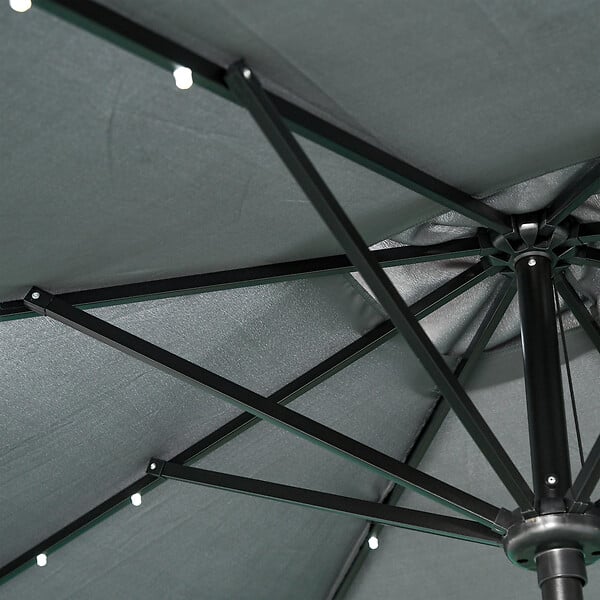 OUTSUNNY - Parasol lumineux rectangulaire inclinable dim. 2,68L x 2,05l x 2,48H m parasol LED solaire métal polyester haute densité gris - large