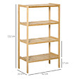HOMCOM - Etagère de rangement 4 niveaux sur pied - étagères à lattes - dim. 62L x 33l x 112H cm - bois de bambou - vignette
