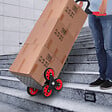HOMCOM - Diable pour escalier 6 roues diable repliable extensible 150 Kg - chariot pliable acier noir rouge - vignette