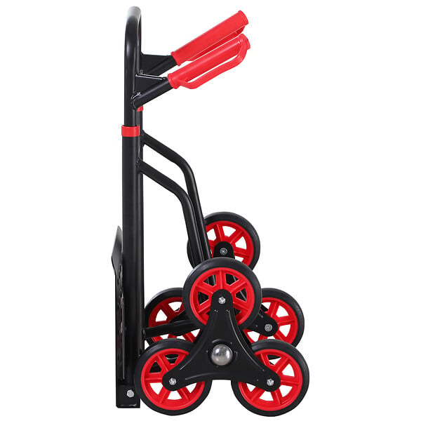 HOMCOM - Diable pour escalier 6 roues diable repliable extensible 150 Kg - chariot pliable acier noir rouge - large