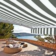 COTE STORE - Store banne motorisé et manuel 2,5 x 2 m Demi coffre pour terrasse - Blanc gris - vignette