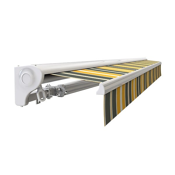 COTE STORE - Store banne motorisé et manuel 4 x 3 m Demi coffre pour terrasse - Gris jaune - large