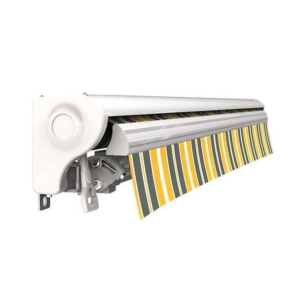 COTE STORE - Store banne motorisé et manuel 3 x 2,5 m Demi coffre pour terrasse - Gris jaune - large