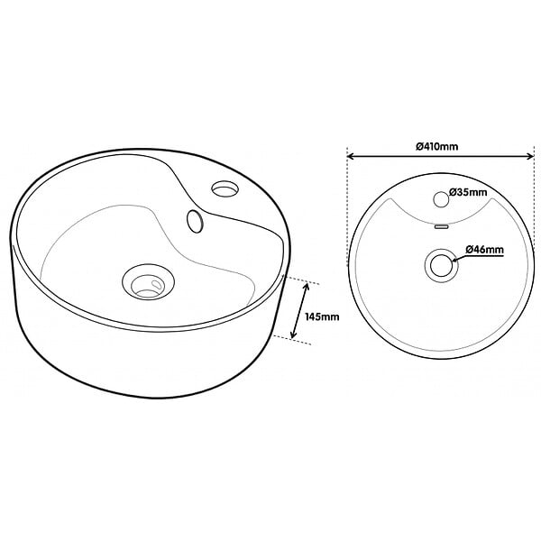 PLANETE BAIN - Vasque à poser ø41cm- ronde blanche - Curve - large