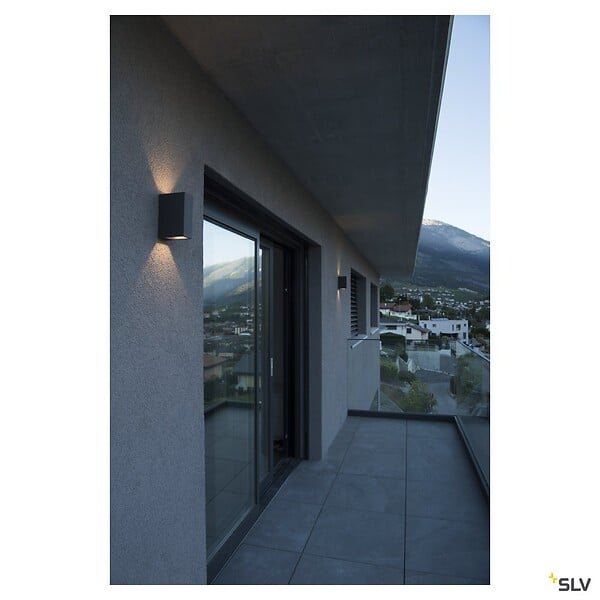 SLV - Applique extérieure SLV QUAD UP/DOWN, anthracite, avec LED intégrée, 8,6W, 3000K, IP44 - Hauteur 15 cm - large