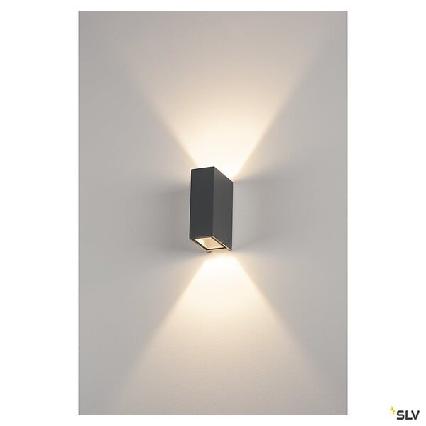 SLV - Applique extérieure SLV QUAD UP/DOWN, anthracite, avec LED intégrée, 8,6W, 3000K, IP44 - Hauteur 15 cm - large