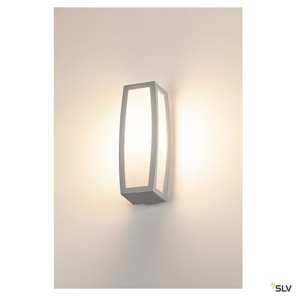 SLV - Applique extérieure SLV MERIDIAN BOX, diffuseur opalescent/gris, E27, 25W max, IP54 - large