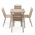 OVIALA - Ensemble table de terrasse et 4 chaises en métal taupe - Palavas - vignette