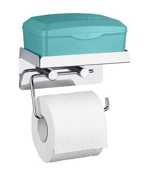 WENKO - Dérouleur papier WC inox 2 en 1 - large