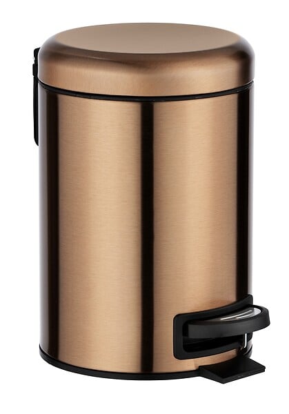 WENKO - Poubelle pédale Leman inox métal cuivre 3L - large