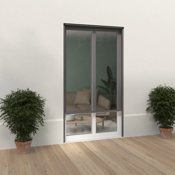 MOUSTIKIT - Moustiquaire enroulable porte - Verticale - Alu - Gris - 150x230cm - large