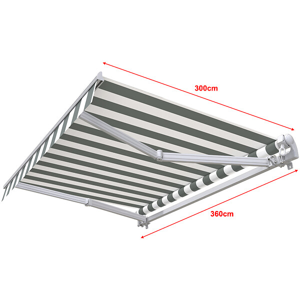 COTE STORE - Store banne manuel 3,6 x 3 m Monobloc pour terrasse - Blanc gris - large