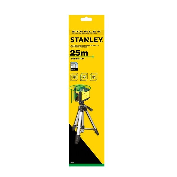 STANLEY - Kit niveau laser Cross360 avec trépied - Vert - 360° - large