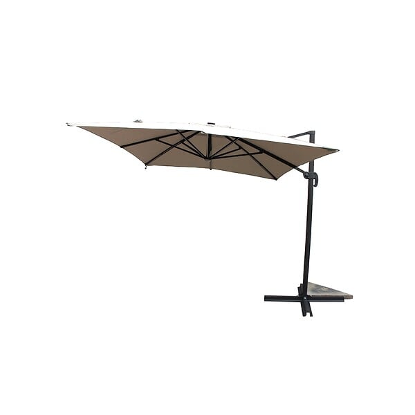 CONCEPT USINE - Parasol  ecru droit rectangle 3,95 x 2,95 m rotatif à 360 led CALVIA - large