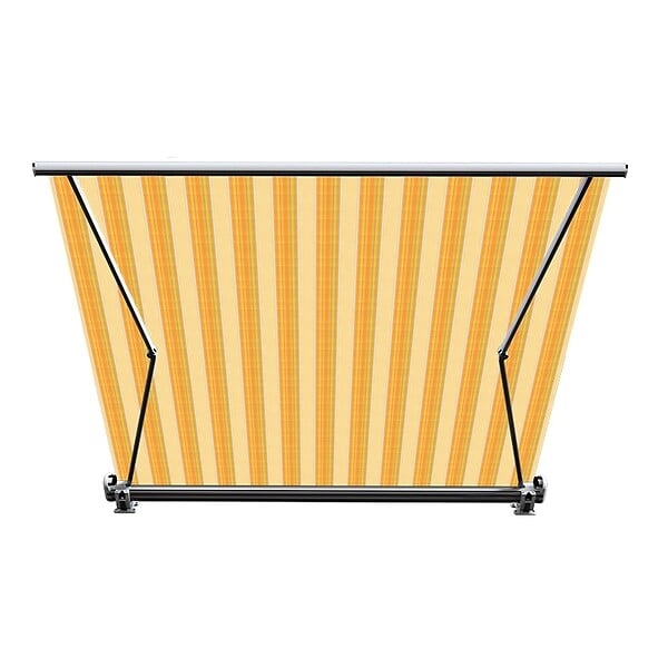 COTE STORE - Store banne coffre intégral 4 x 3,5 m motorisé et manuel extérieur pour terrasse - Jaune rayé - large