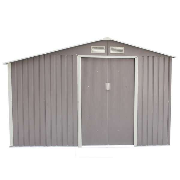 CONCEPT USINE - Abri de jardin avec abri bûches 6,53 m² en acier gris VENTOUX - large