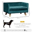 PAWHUT - Canapé chien lit pour chien design scandinave coussin moelleux pieds bois massif dim. 64 x 45 x 36 cm velours bleu canard - vignette