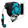 OUTSUNNY - Dévidoir mural enrouleur automatique pivotant 180Â° tuyau 10 + 1 m avec lance arrosage support mural intégré turquoise noir - vignette