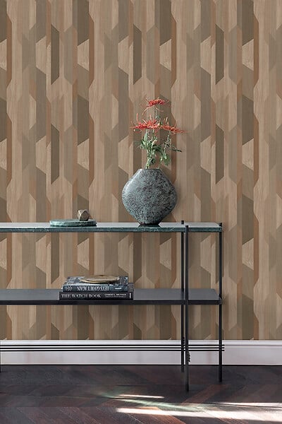GRANDECO - Papier peint vinyle intisse kiruna bois naturel - large