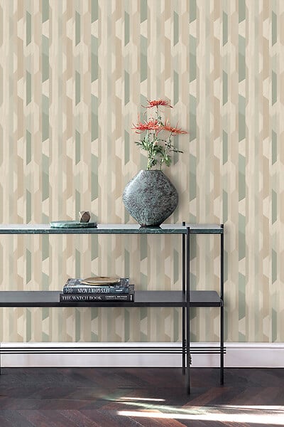GRANDECO - Papier peint vinyle intisse kiruna bois vert - large