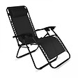 OVIALA - Fauteuil relax de jardin en acier et textilène inclinable noir - Monaco - vignette