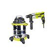 RYOBI - Pack RYOBI Aspirateur eau et poussière - 1250W - 20L - RVC-1220I-G - Perforateur Burineur SDSPLUS - 1050W - RSDS1050-K - vignette