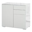 HOMCOM - Commode buffet meuble de rangement 2 tiroirs 2 portes avec étagère 79 x 36 x 74 cm blanc - vignette