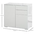 HOMCOM - Commode buffet meuble de rangement 2 tiroirs 2 portes avec étagère 79 x 36 x 74 cm blanc - vignette