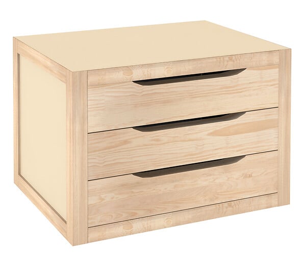 ASTIGARRAGA KIT LINE - Casier natura en pin brut 3 tiroirs - large