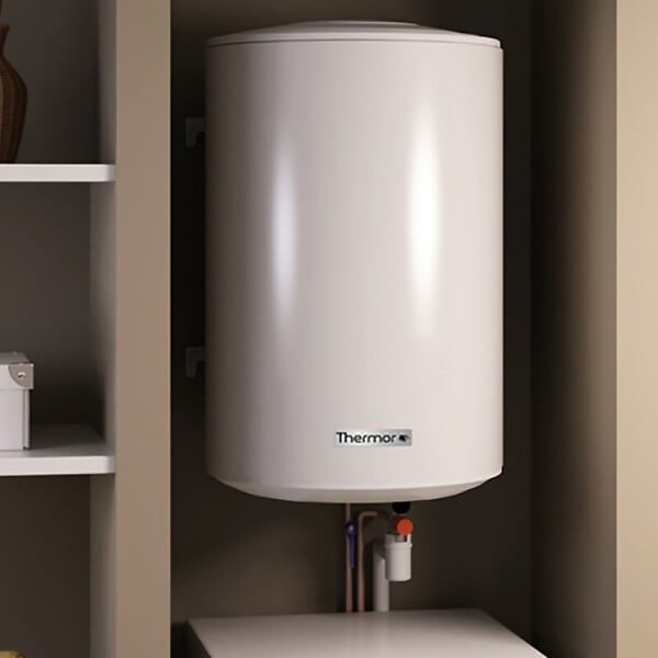 THERMOR - Chauffe-eau électrique Stéatis Thermor - Mural Vertical Étroit - 1800W - 3 personnes - Blanc - large