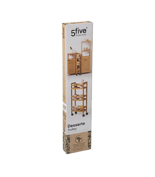 5 FIVE SIMPLY SMART - Desserte de Salle de bain sur roues 3 Niveaux en Bambou - large