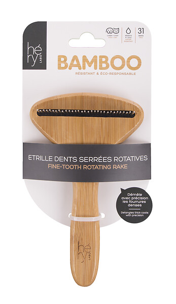 HERY - Etrille bambou dents serrees rotatives - large