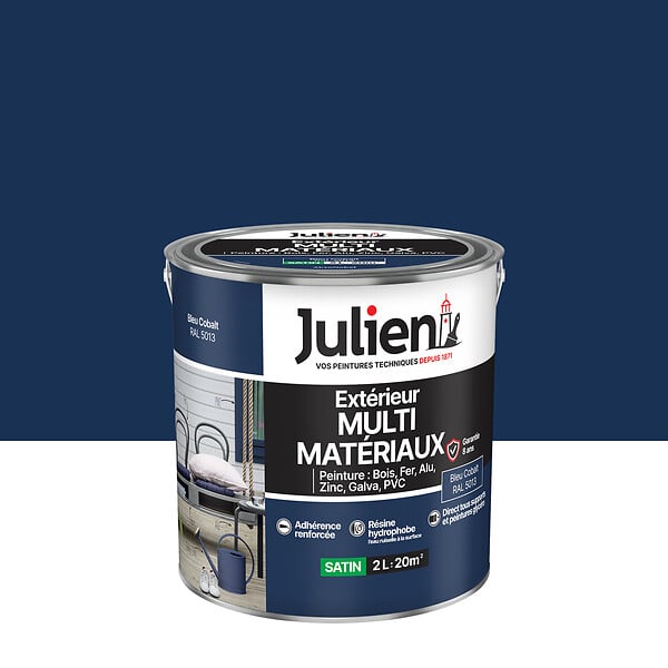 JULIEN - Peinture Extérieure Multi-Materiaux Julien Satin - Bleu Cobalt 2L - large
