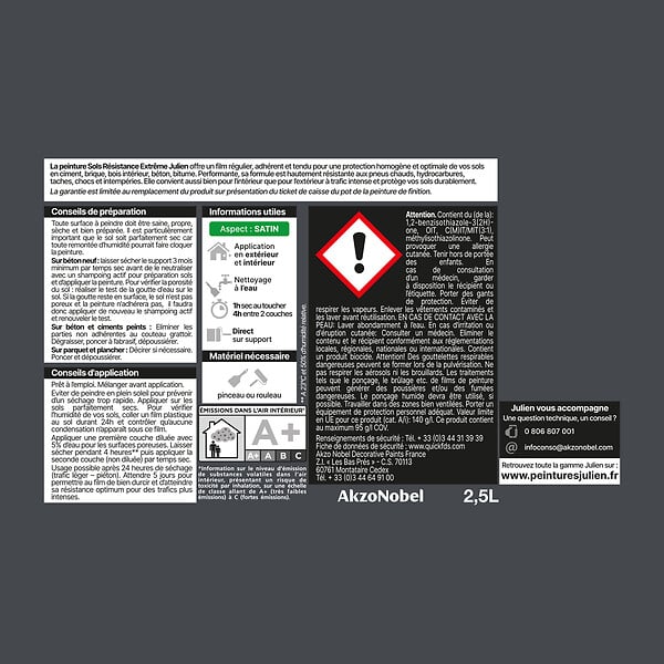 JULIEN - Peinture Sols Extreme Julien Satin - Gris Graphite 2.5L - large