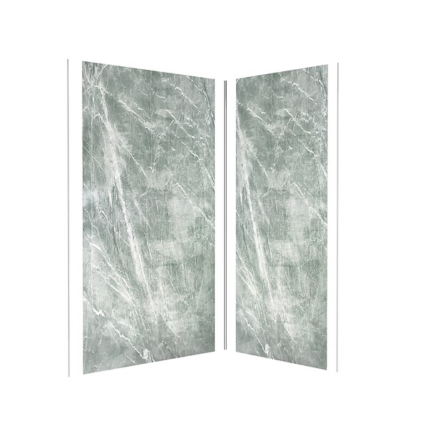 AURLANE - Pack de 2 Panneaux Muraux Pierre Artic Green 90+120x210 cm avec Profilés ANODISE BRILLANT - STONE'IT - large