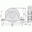 COMMUNELLO - Roue à support intérieur à gorge triangulaire 336 V diamètre 120 mm - 2 roulements pour roues à roulements à billes - vignette