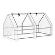 OUTSUNNY - Mini serre de jardin serre à tomates 180L x 90l x 90H cm acier PE haute densité 140 g/m² anti-UV 2 fenêtres avec zip enroulables blanc - vignette
