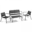 OVIALA - Salon de jardin 4 places et 1 table basse en acier anthracite - Palavas - vignette